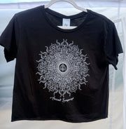 Lotus Wild Sun Women's Festival Crop Tee in Black