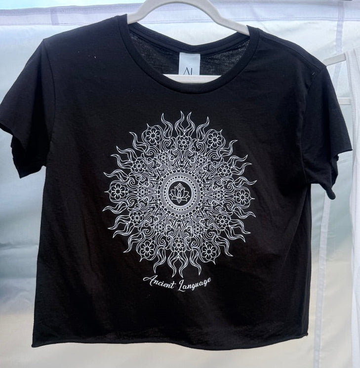 Lotus Wild Sun Women's Festival Crop Tee in Black