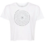 Om Sunburst Spiral Women’s  Crop SS T in White