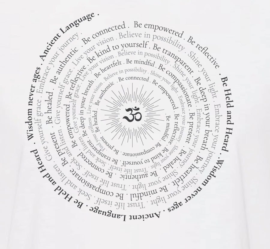 Om Sunburst Spiral Women’s  Crop SS T in White