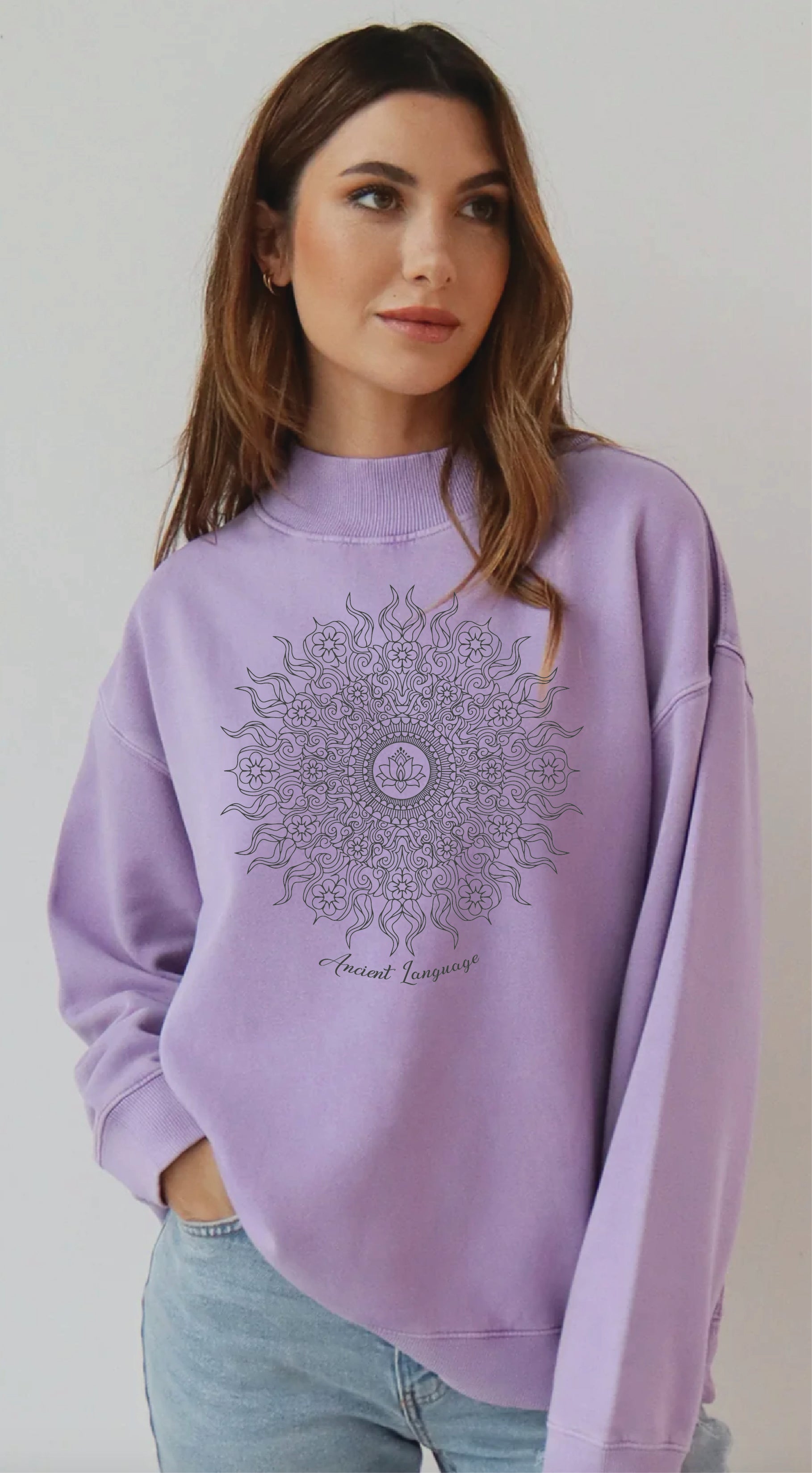 CUSTOM LOTUS WILD SUN DESIGN LOWER NAME PLACEMENT OVERSIZE SWEATSHIRT