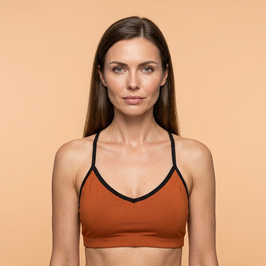 Bamboo Bralette Rust with Black Binding
