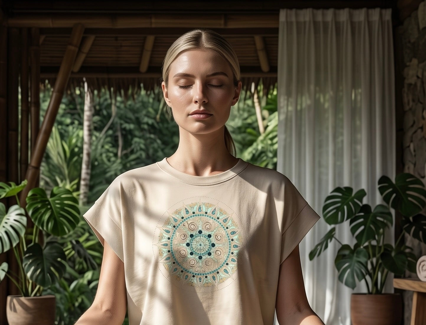 Mandala Women's Vintage Wash Tee in Natural