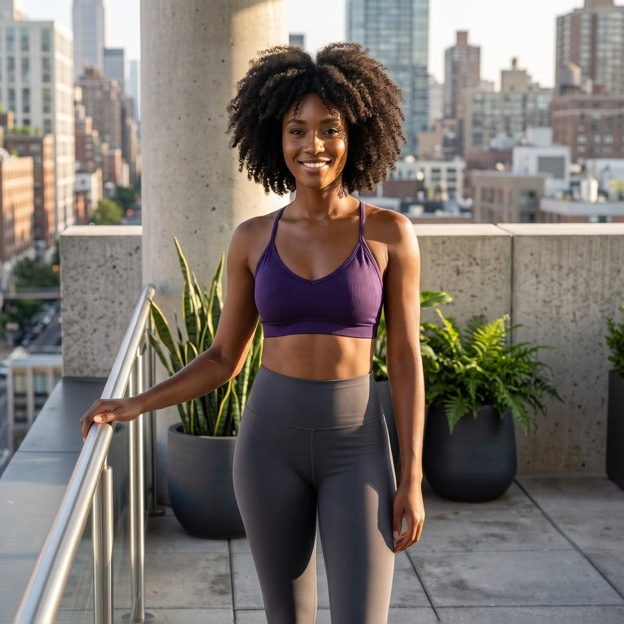 Bamboo Organic Cotton Bralette Plum with matching binding