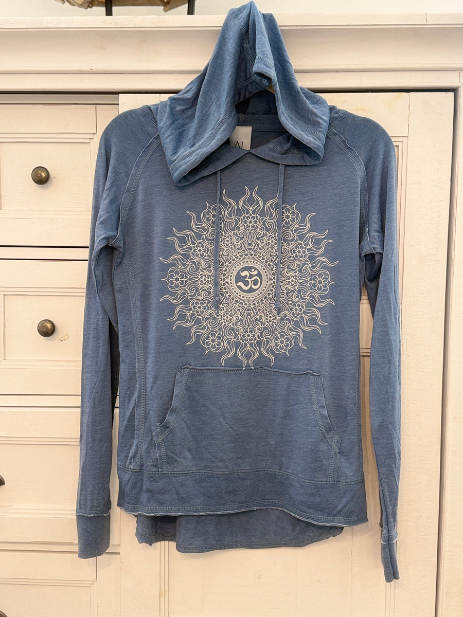 Om Wild Sun Women's Vintage Lightweight Hoodie Ancient Language Yoga Clothing