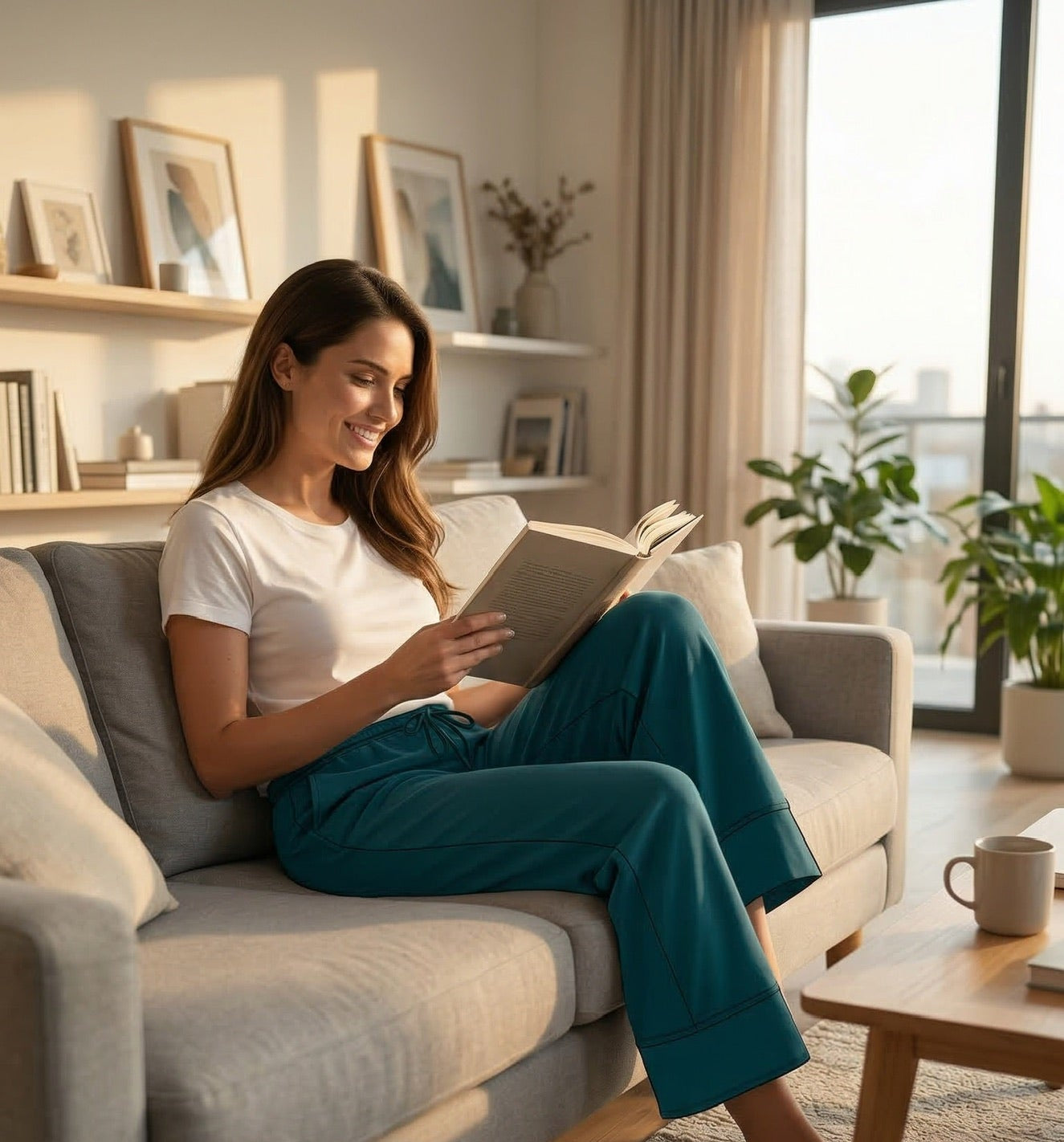 Bamboo Organic Cotton Chant Capri Women's Pant in Teal