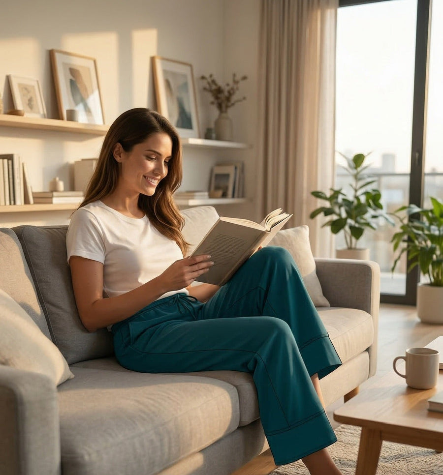 Bamboo Organic Cotton Chant Capri Women's Pant in Teal