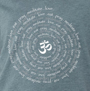 Zen Spiral Relaxed Womens V Neck Short Sleeve Tee in Heather Slate Blue