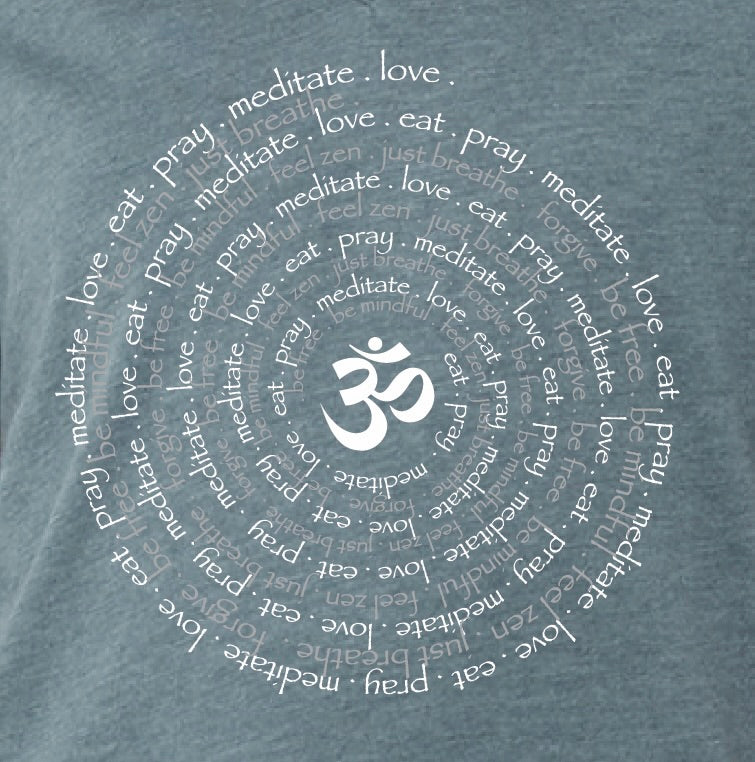 Zen Spiral Relaxed Womens V Neck Short Sleeve Tee in Heather Slate Blue