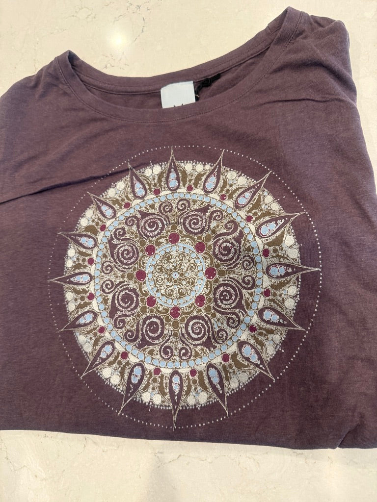 Mandala Bamboo Cotton Women's Long Sleeve Tee Ancient Language Yoga Clothing