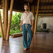Bamboo Organic Cotton Fleece Unisex Om Lounge Pant in Pine