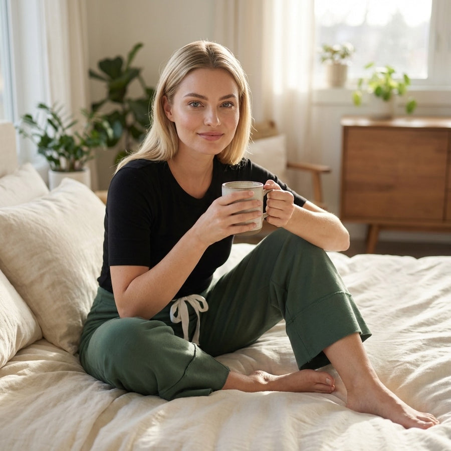 Bamboo Organic Cotton Chant Capri Women's Pant in Moss