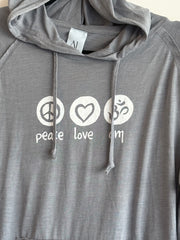 Peace Love Om Vintage Lightweight Hoodie in Gunmetal Grey