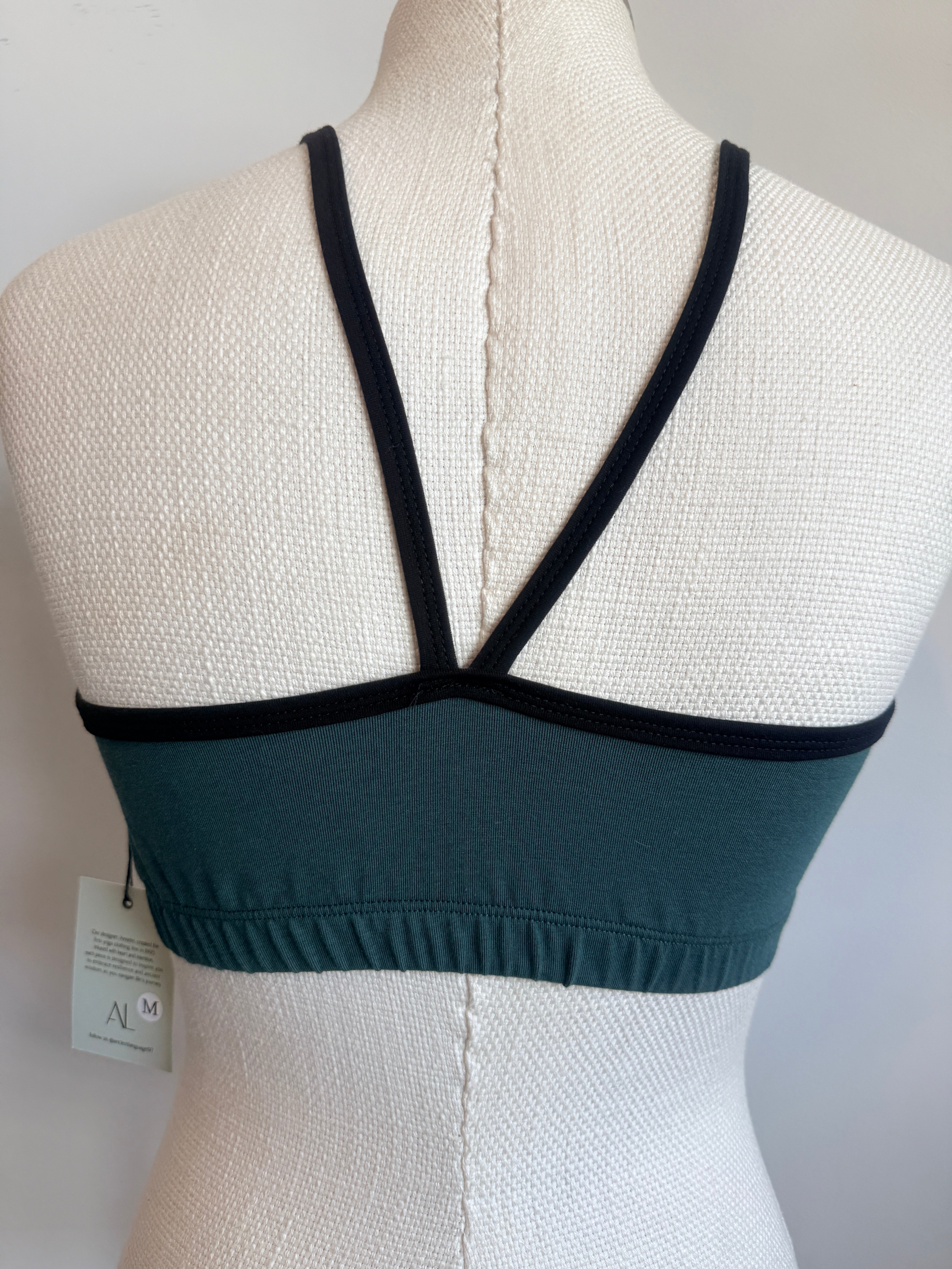 Bamboo Bralette Pine with Black Binding
