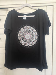 Mandala Women's Boxy Loose Tee in Black