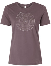 Om Sunburst Spiral Women's Relaxed Short Sleeve Tee in Purple Storm