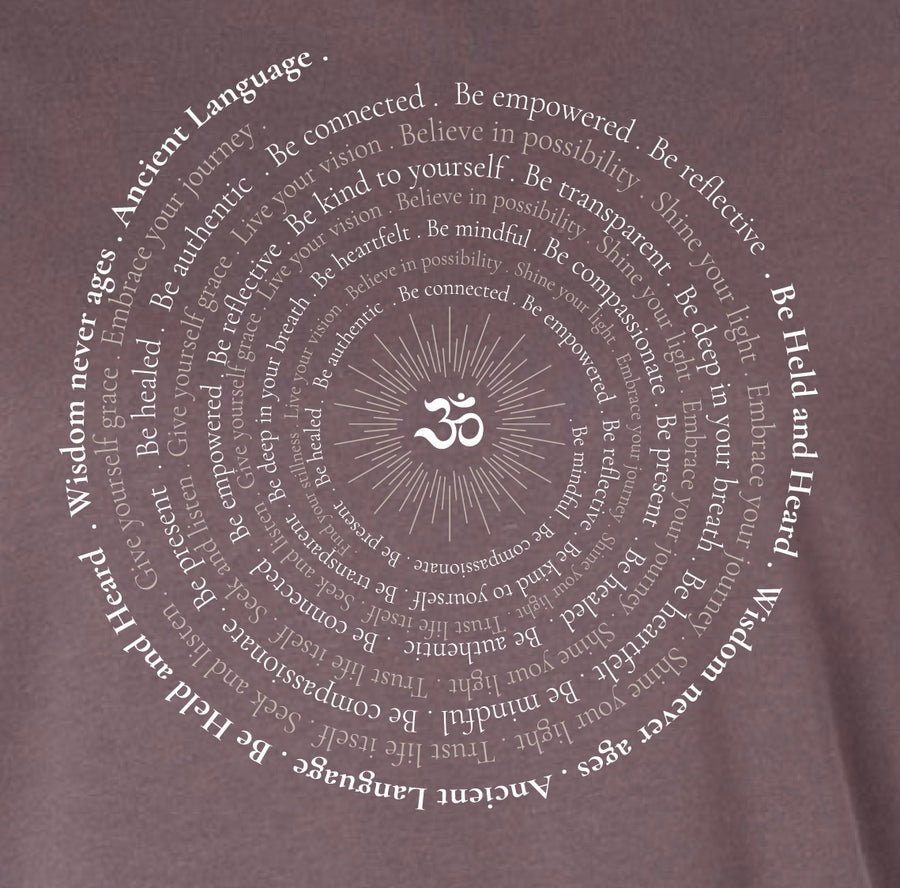 Om Sunburst Spiral Women's Relaxed Short Sleeve Tee in Purple Storm