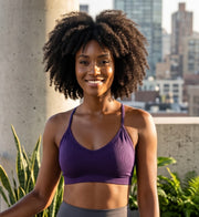 Bamboo Organic Cotton Bralette Berry with Black Binding
