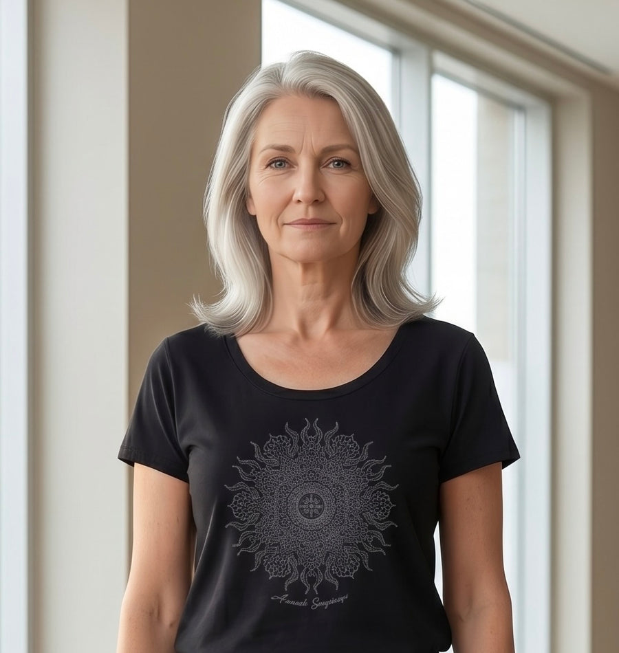 Lotus Wild Sun Women's Festival Tee in Black