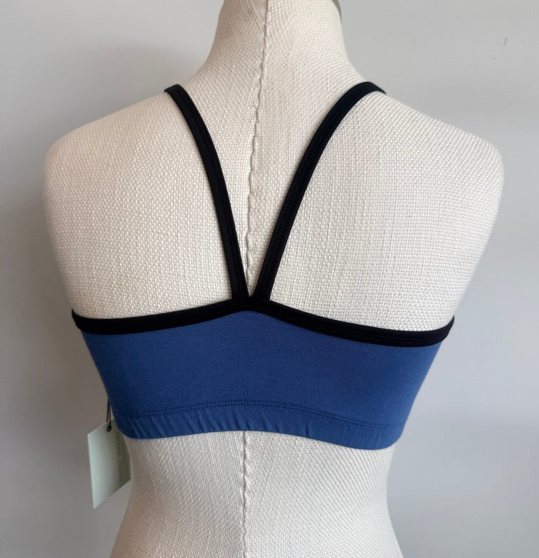 Bamboo Bralette Blue with Black Binding
