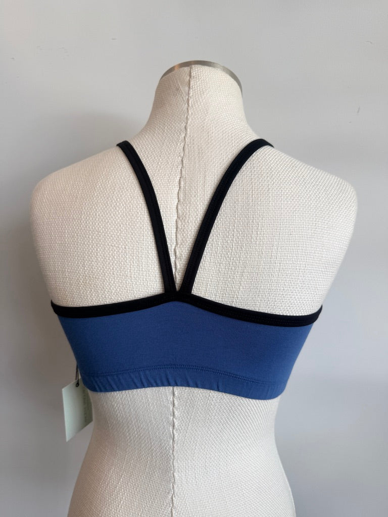 Bamboo Bralette Slate Blue with Black Binding
