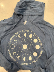 Moon & Stars Women's Vintage Fleece Hoodie Ancient Language Yoga Clothing