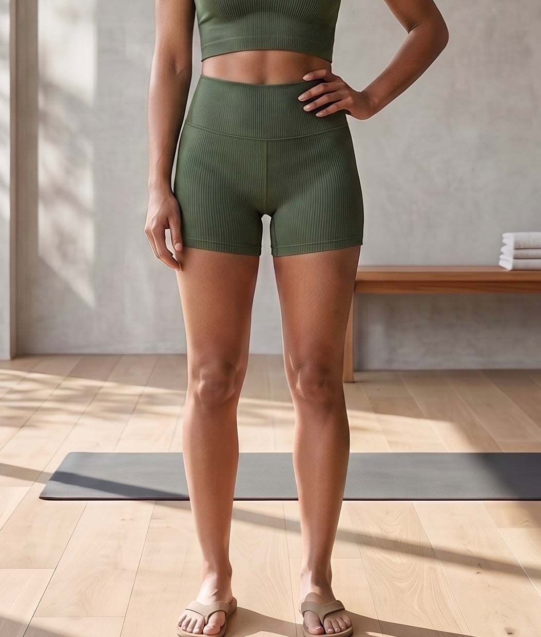 Bamboo Cotton Women's Yoga Short in Moss Green