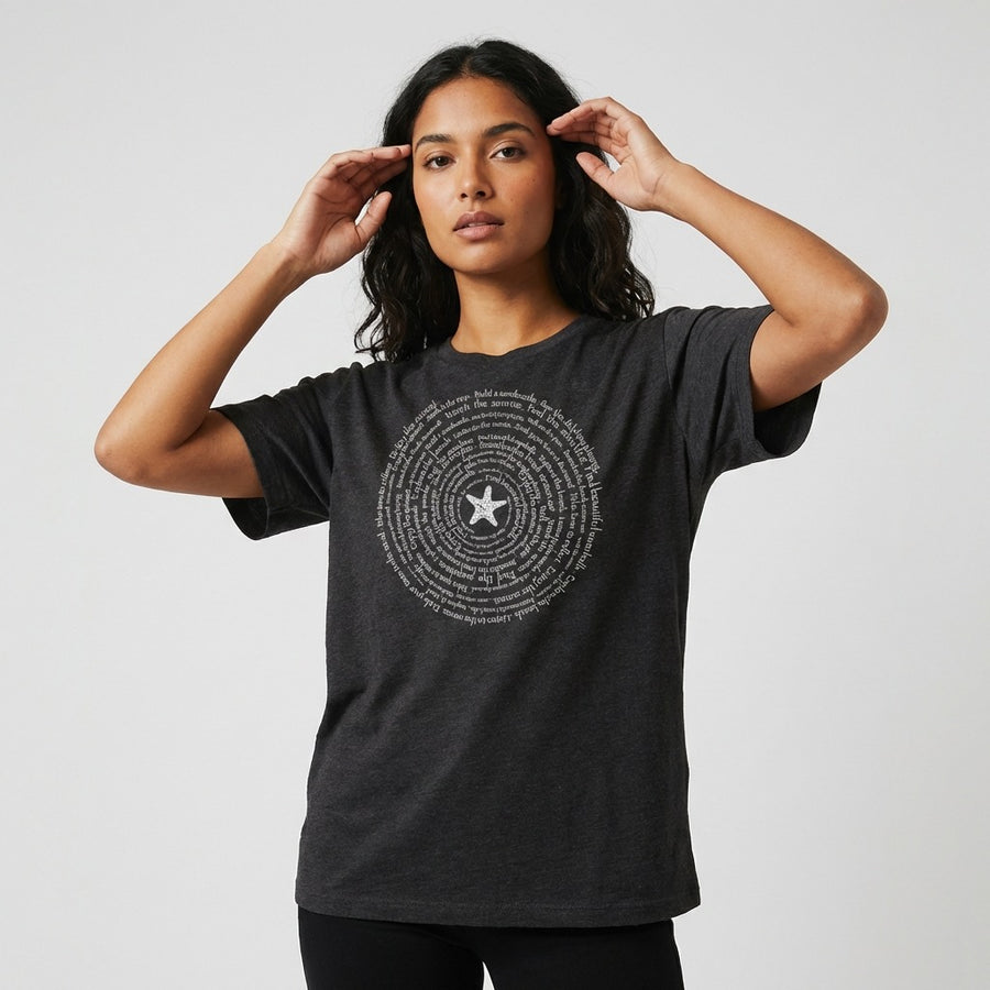 Seaside Spiral Women's Relaxed Short Sleeve Tee in Black