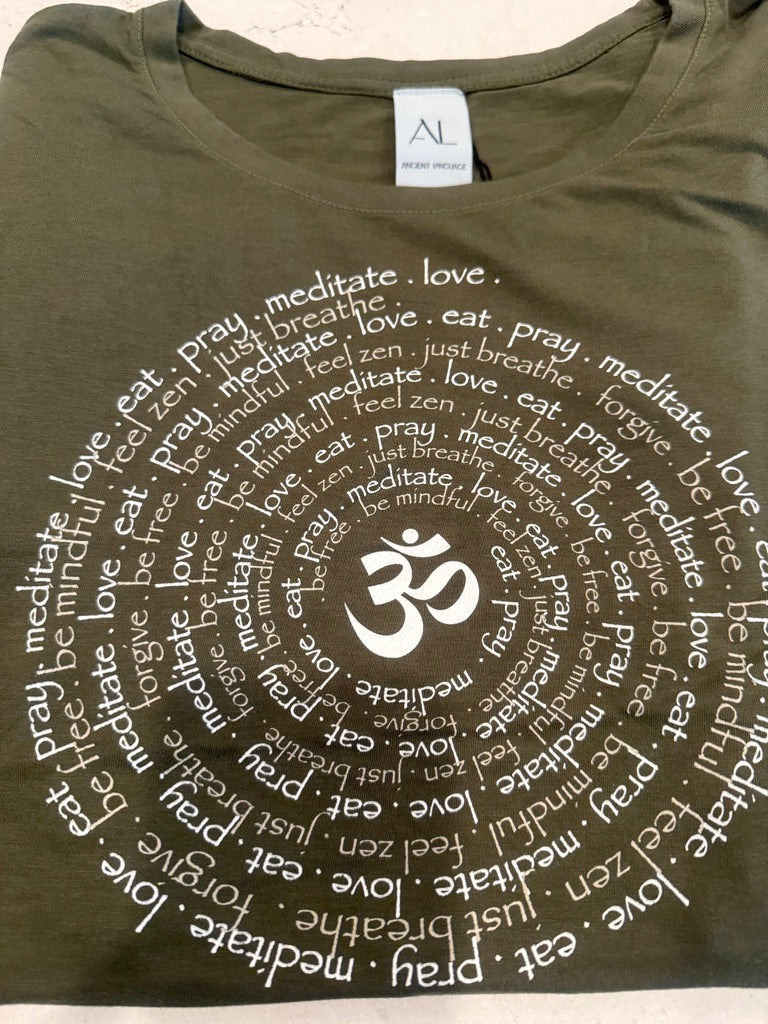 Zen Spiral Women's Bamboo Cap Sleeve Tee Ancient Language Yoga Clothing