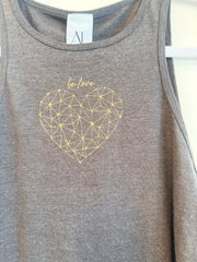 Be Love Diamond Heart High Neck Tank in Charcoal
