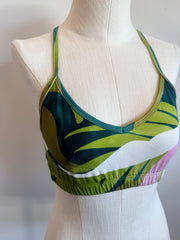 Bralette in Tropical Green,White & Pink Print