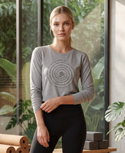 Zen Spiral Women's Bamboo Organic Cotton Long Sleeve Tee in Heather Grey