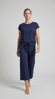 Bamboo Chant Capri Women's Pant in Navy