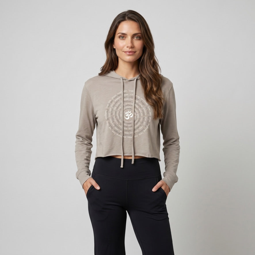 Zen Spiral Womens Crop Long Sleeve Lightweight Hoodie Tee
