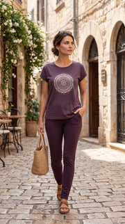 Mandala Women's Vintage Wash Tee in Plum