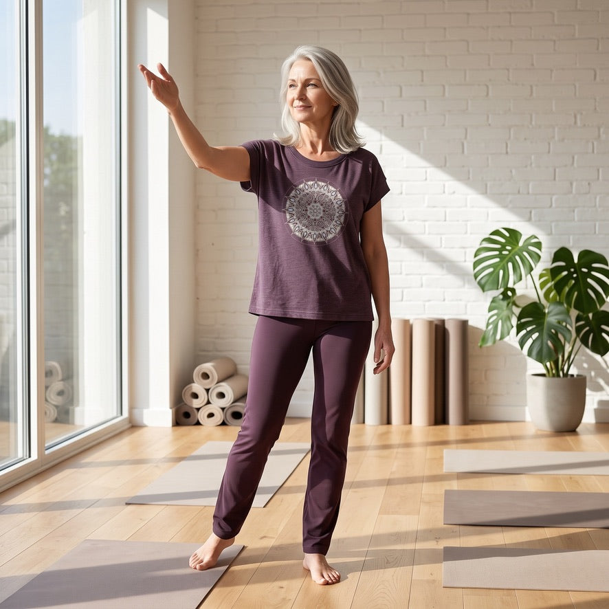 Mandala Women's Vintage Wash Tee in Plum