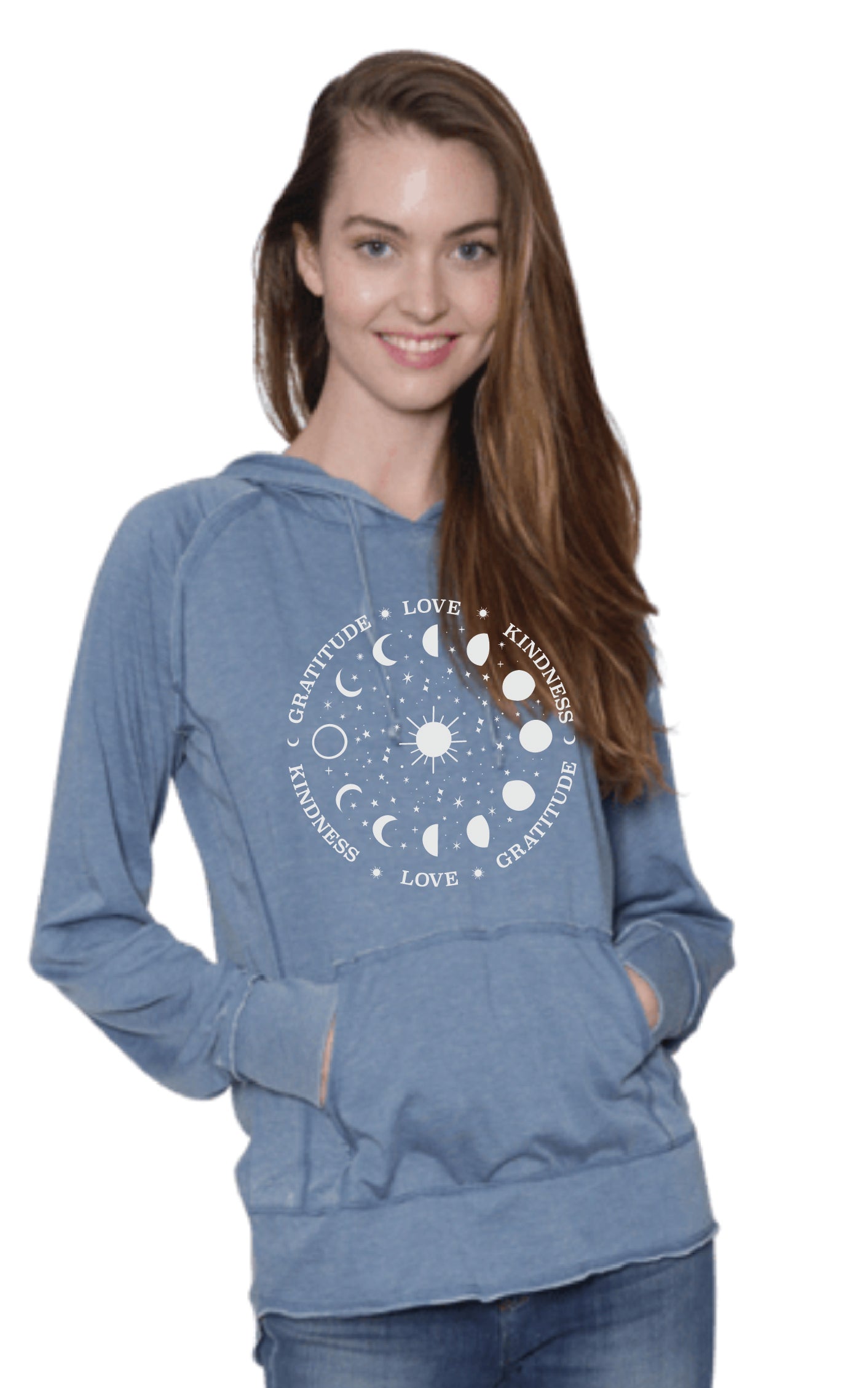 Moon & Stars Women's Vintage Fleece Hoodie Ancient Language Yoga Clothing