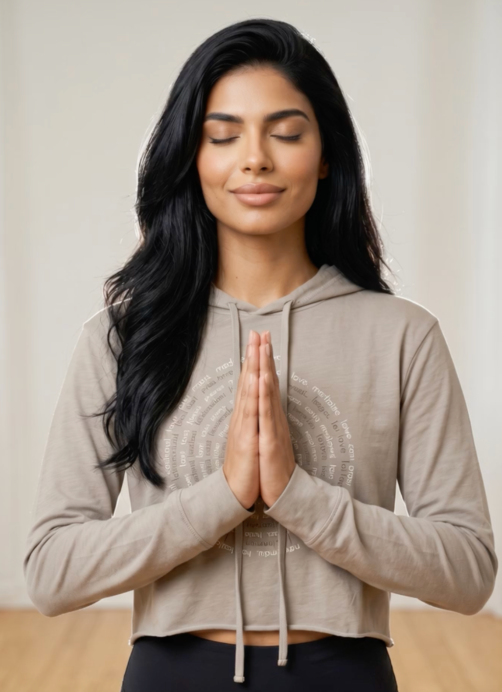 Zen Spiral Womens Crop Long Sleeve Lightweight Hoodie Tee