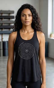 Om Sunburst Spiral Women's Flowy Tank in Black