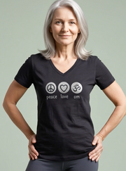 Be Love Women's Cotton V Neck Short Sleeve Tee in Black