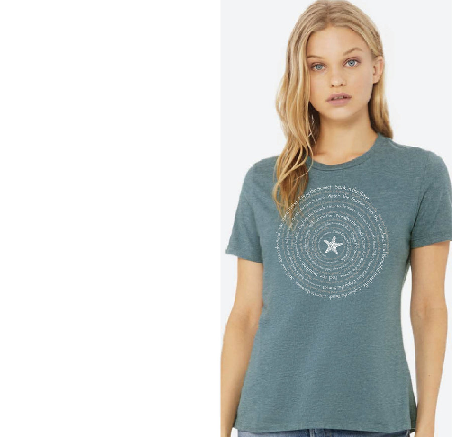 Seaside Spiral Women's Relaxed Short Sleeve tee Ancient Language Yoga Clothing