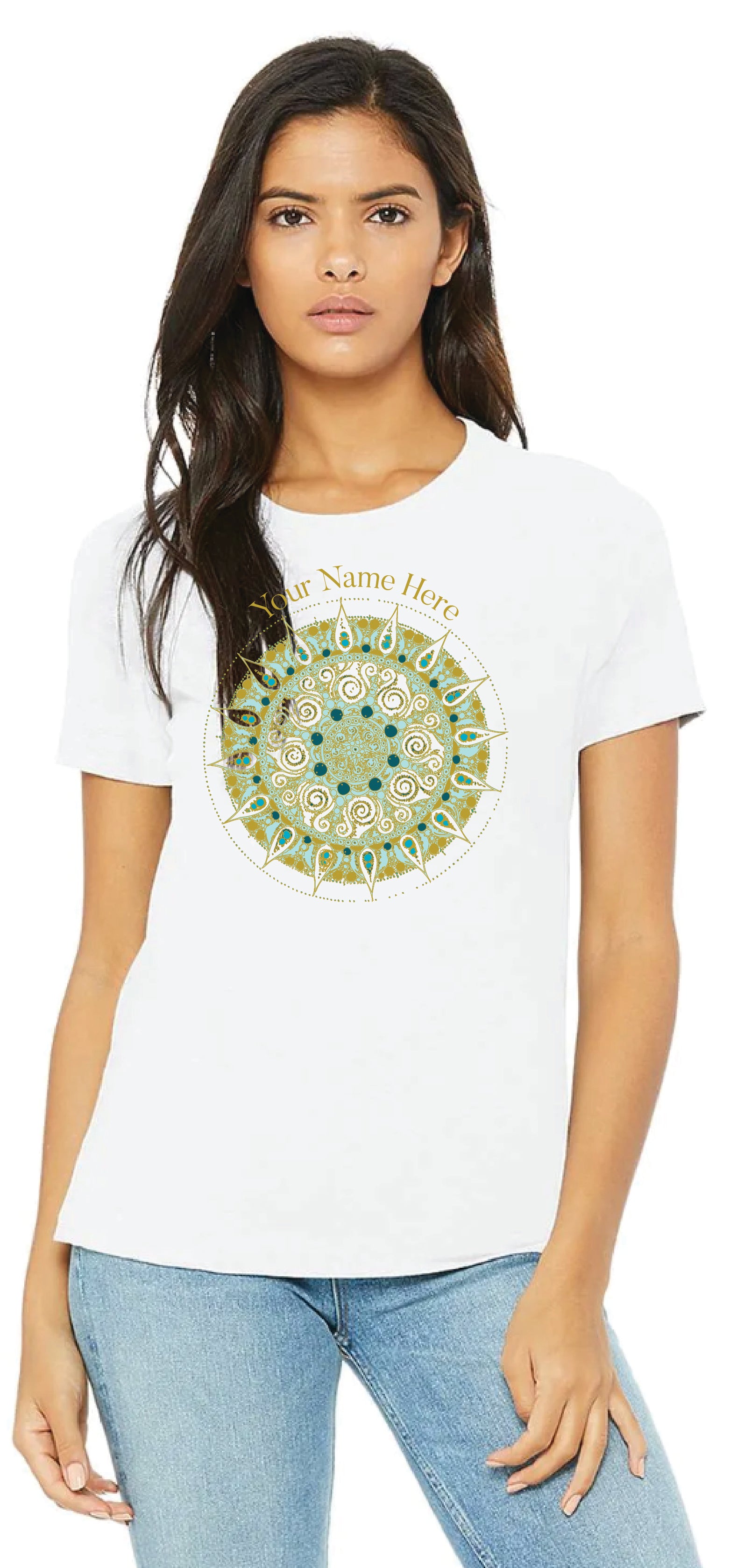 CUSTOM AL GOLD MANDALA DESIGN TOP CUSTOM WORDS