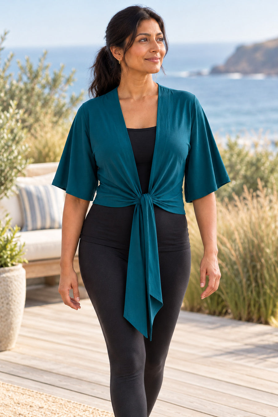 Bamboo Cotton Stretch Mudra Jacket Moroccan Teal