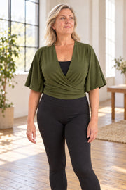 Bamboo Cotton Stretch Mudra Jacket Moss Green