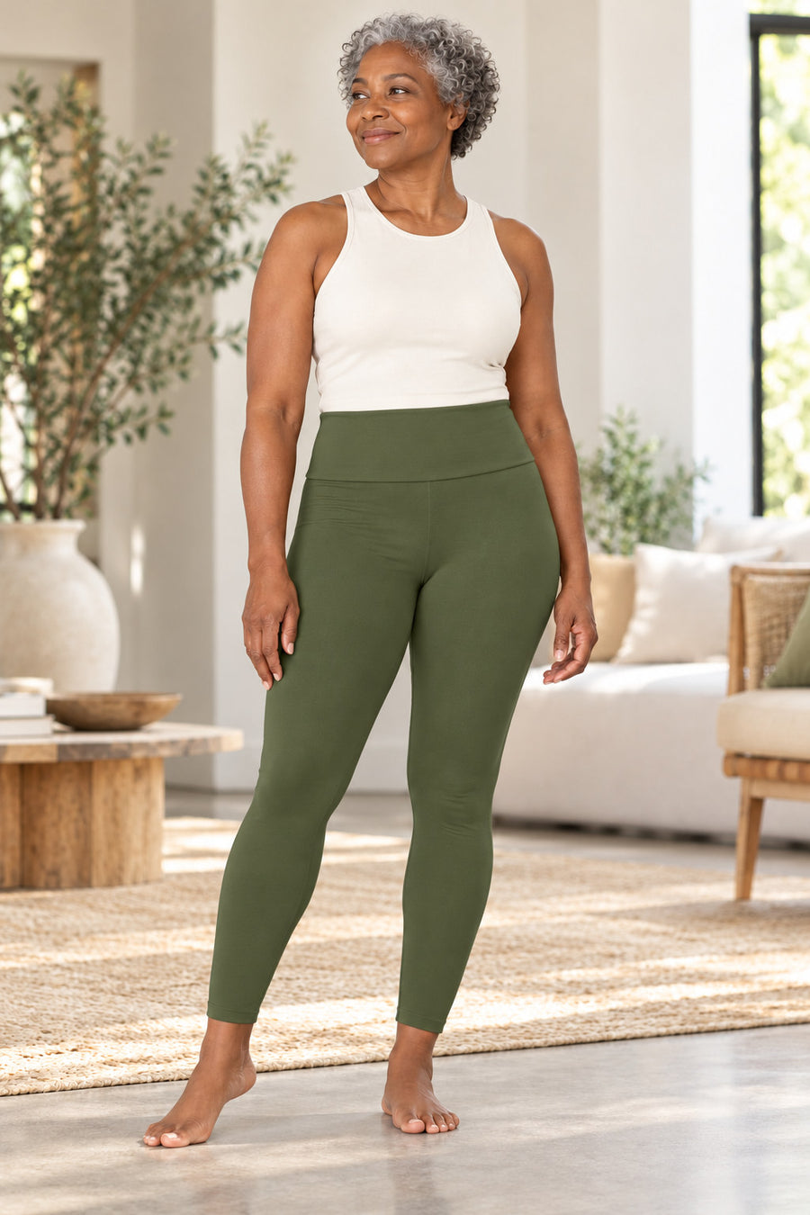 Bamboo Cotton Shanti Yoga Legging in Moss Green