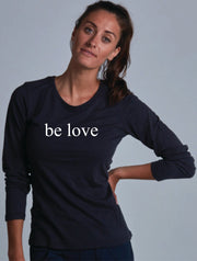 Be Love Women's Bamboo Long Sleeve Tee Ancient Language Yoga Clothing