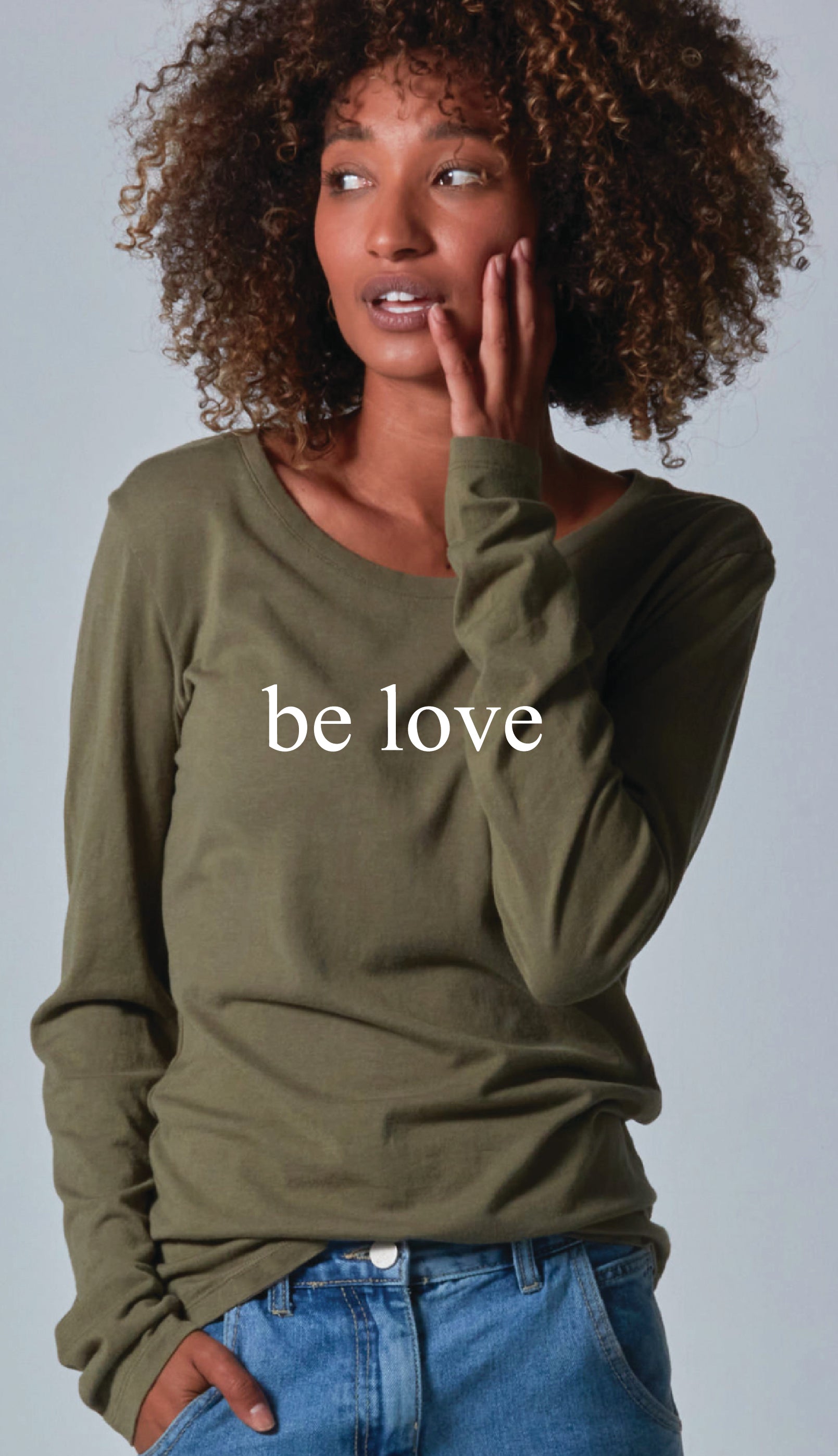 Be Love Women's Bamboo Long Sleeve Tee Ancient Language Yoga Clothing