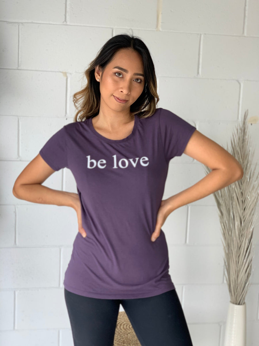 Be Love Women's Bamboo Short Sleeve Tee Ancient Language Yoga Clothing
