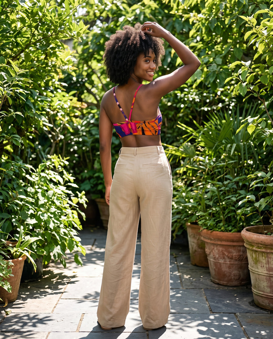 Bralette in Tropical Pink, Purple & Red Print