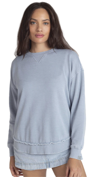 High Low  Women's Sweatshirt in Faded Denim Blue